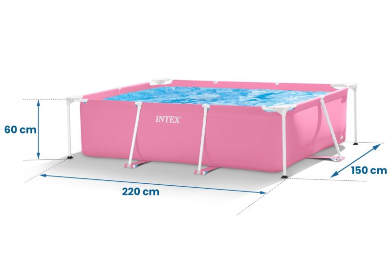 Basen ogrodowy stelażowy Intex 220x150x60cm różowy 28266-2w1 1szt.