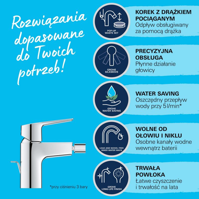 Bateria bidetowa Grohe Start Quickfix chrom