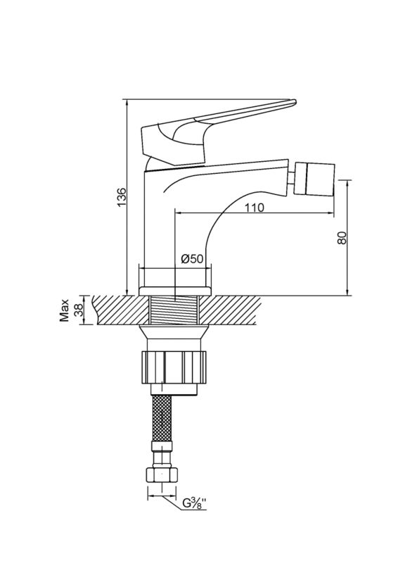 Bateria bidetowa Invena Nyks chrom 1 szt.
