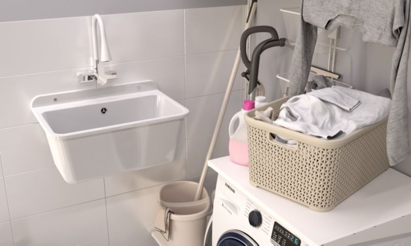 Flexibilní nástěnná kuchyňská baterie Granitan Flexo White pro dřez 1 ks.