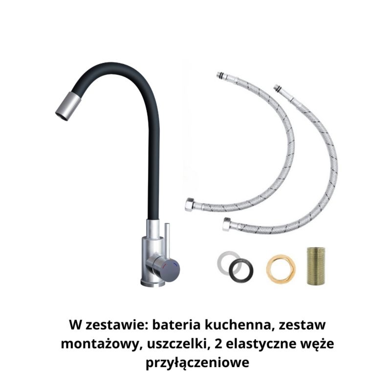 Bateria kuchenna GranMaster Elastyczna Flessila Czarna & Stalowy 1szt.