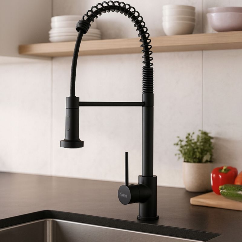 Estiva Ansea Black kuchyňská stojací baterie, flexibilní, černá, 50 cm, 1 ks.
