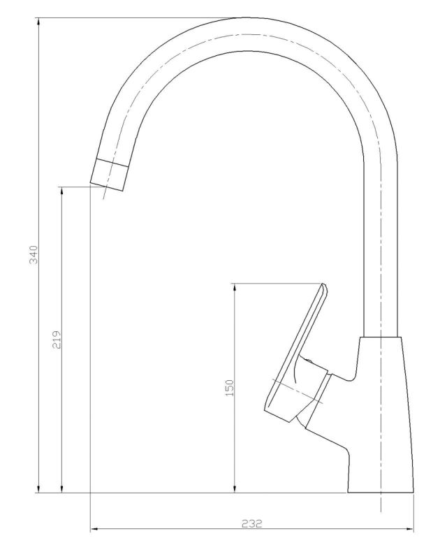 Kuchyňská dřezová baterie Invena Corso s otočným výtokem, černá, 1 ks.