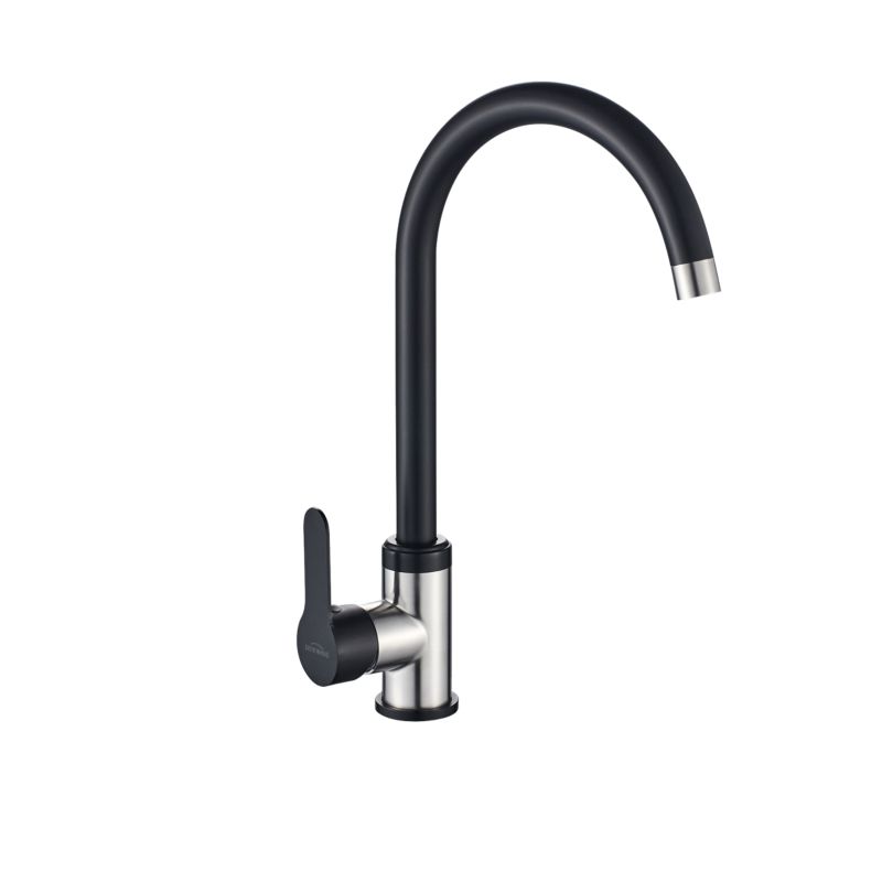 Kuchyňská dřezová baterie Invena Iron s otočným výtokem, černá, 1 ks.