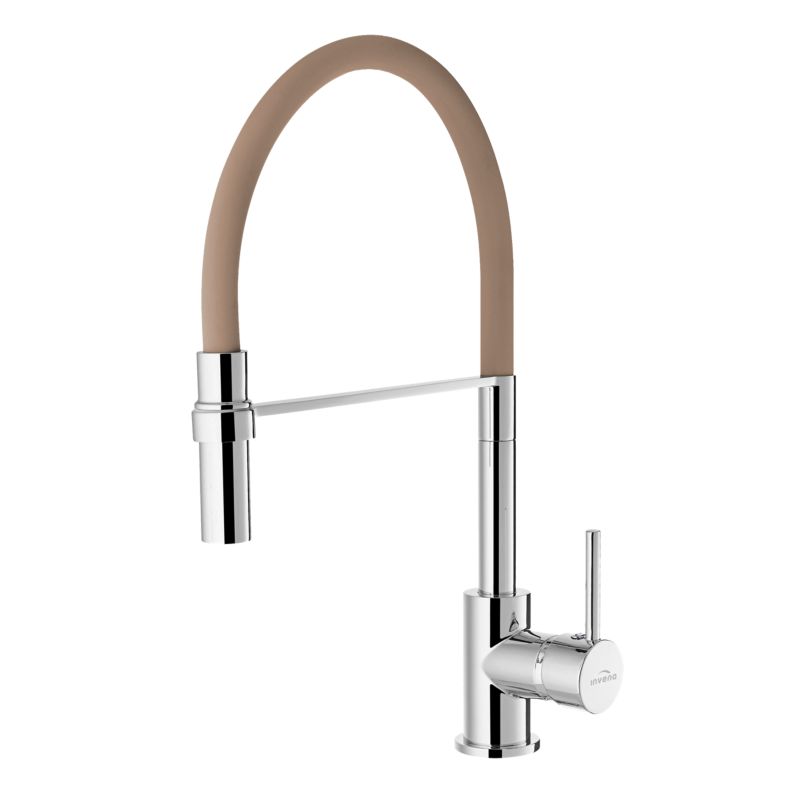 Kuchyňská dřezová baterie Invena Kameleon s výsuvnou výlevkou, béžová, 1 ks.