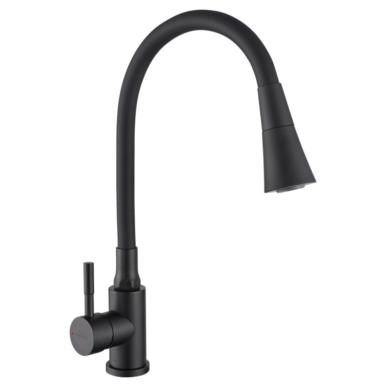 Kuchyňská dřezová baterie Invena s 2-funkcí, flexibilní výtok Felis, černá 1 ks.