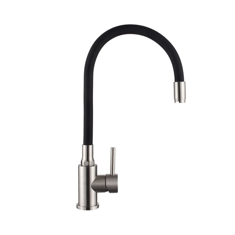 Kuchyňská dřezová baterie Invena s flexibilním výtokem Efi, inox/černá 1 ks.