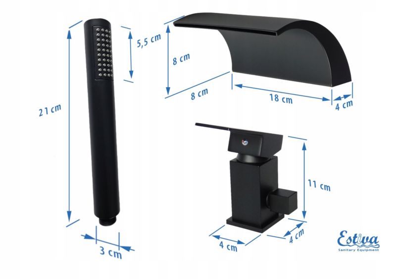 Bateria nawannowa Estiva KASKADA Black czarna 3-otworowa 1 szt.