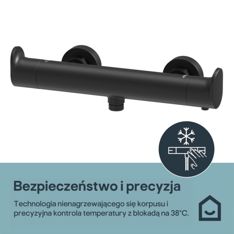 Bateria prysznicowa GoodHome Kentia z termostatem czarna