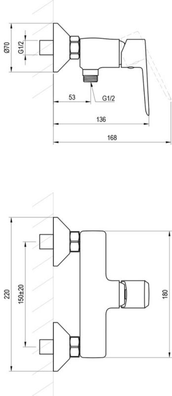 Bateria prysznicowa naścienna Life LF 032.00CR bez zestawu prysznicowego chrom 1szt