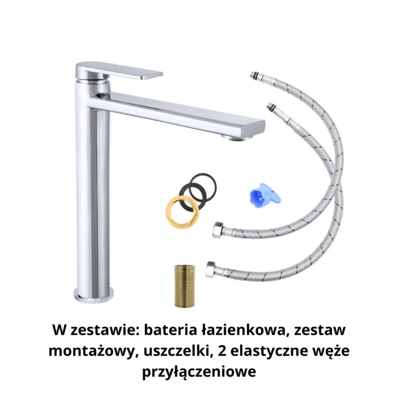 Bateria sztorcowa umywalkowa GranMaster, Iris, wysoka, chromowa 1 szt.