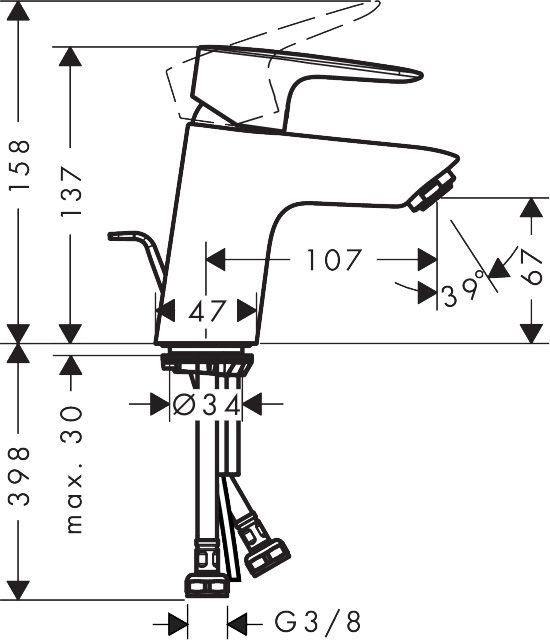 Bateria umywalkowa Hansgrohe MySport M czarna