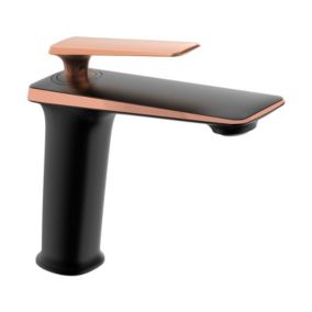 Bateria umywalkowa Mexen Purus czarny/różowe złoto 16cm 1 szt.