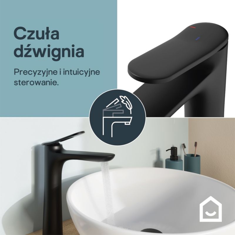 Bateria umywalkowa wysoka GoodHome Kentia XL czarna