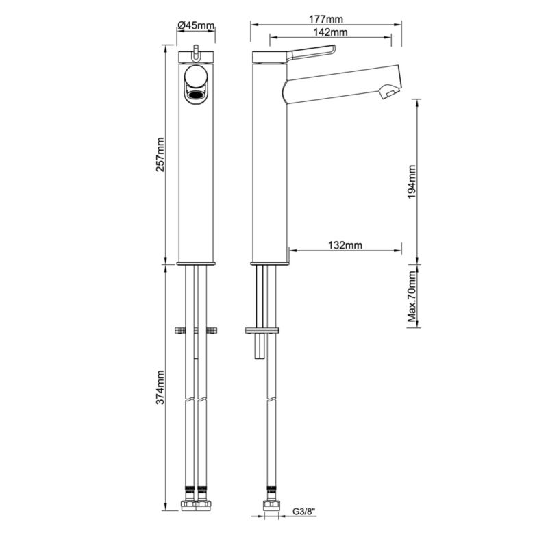 Bateria umywalkowa wysoka GoodHome Maza XL chrom
