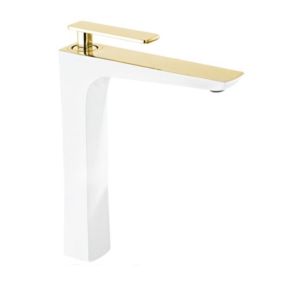 Bateria umywalkowa wysoka Mexen Indus biały/złoty 27 cm 1 szt.