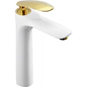 Bateria umywalkowa wysoka Mexen Lily biała/złota 28 cm 1 szt.