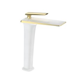 Bateria umywalkowa wysoka Mexen Purus biały/złoty 29 cm 1 szt.