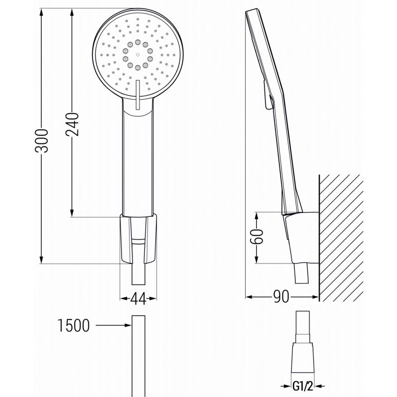 Bateria wannowa Mexen Zero czarna 7113R40-70 1 szt.