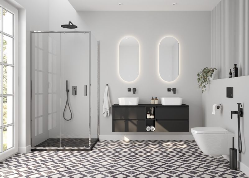 Oltens Hadsel vanová podomítková baterie, 1 rukojeť, grafit, mosaz, přesná, 1 ks.