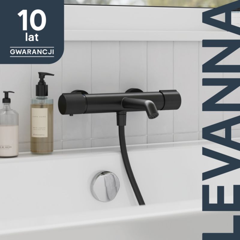 Bateria wannowa termostatyczna GoodHome Levanna czarny mat