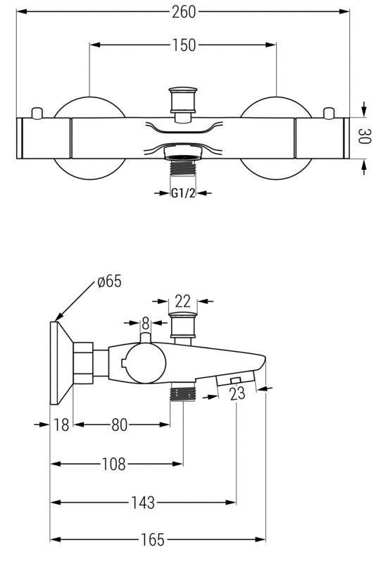 Bateria wannowa termostatyczna Mexen Nox chrom 1 szt.