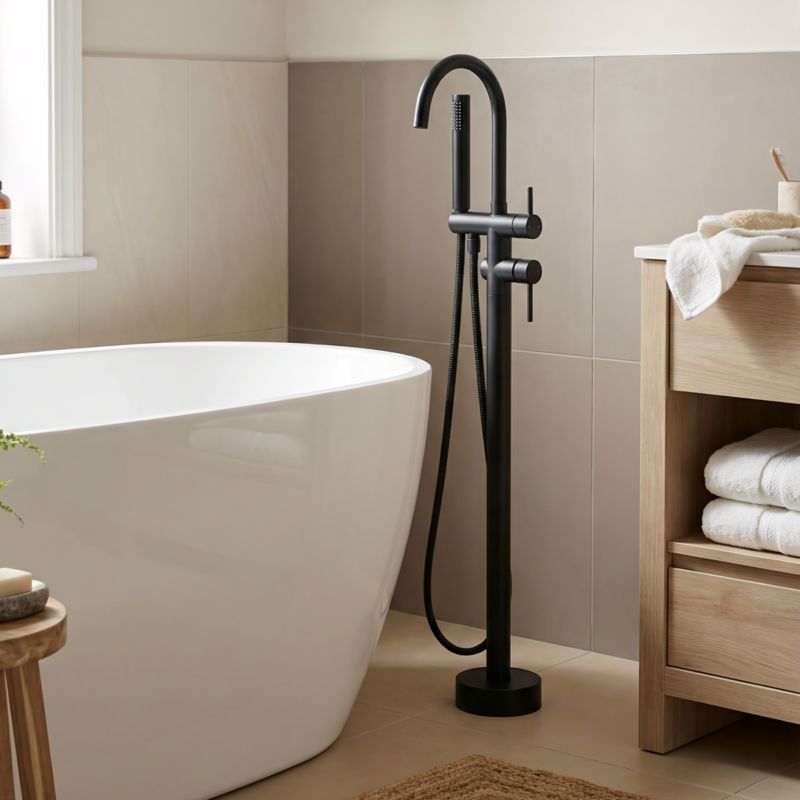 Bateria wannowa wolnostojąca GoodHome Owens czarna