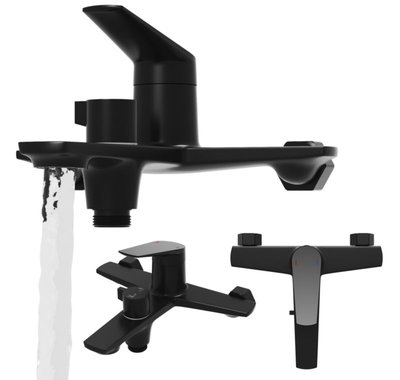 Bateria Wannowo - Natryskowa Granitan Nave Czarna 1  szt.