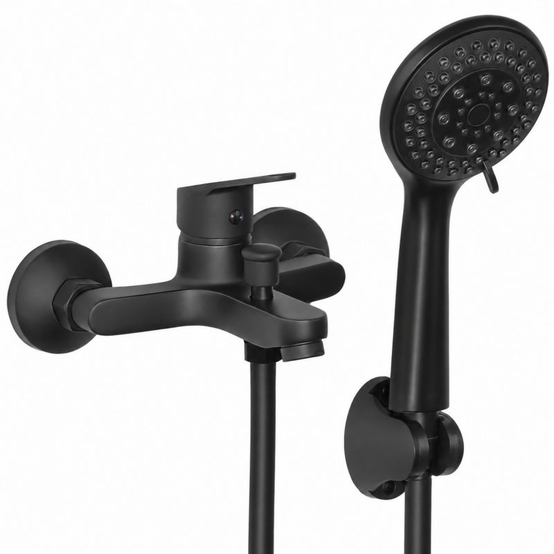 Bateria wannowo-prysznicowa Yoka Home ASTAT ścienna czarna mat 5-funkcyjna słuchawka - 1 szt.