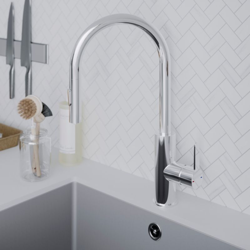 Bateria zlewozmywakowa GoodHome Zanthe z wyciąganą wylewką chrom