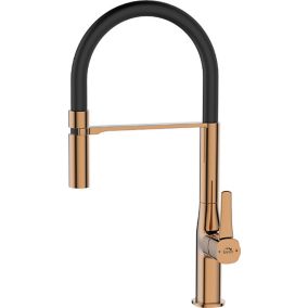 Bateria zlewozmywakowa Laveo Marlin wylewka U czarna / złota