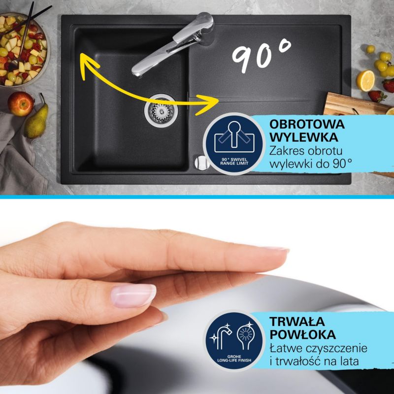 Bateria zlewozmywakowa Start OHM z wyciąganą wylewką chrom