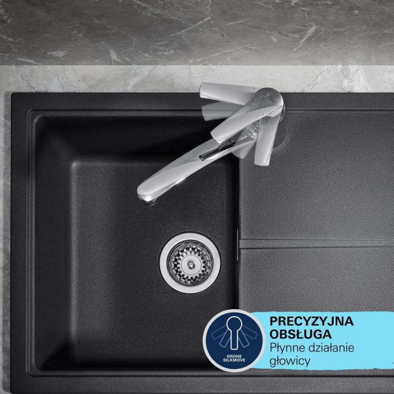 Bateria zlewozmywakowa Start OHM z wyciąganą wylewką chrom