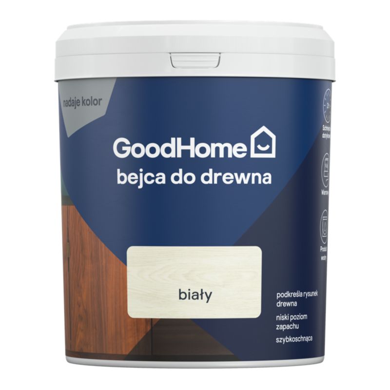 Bejca do drewna GoodHome biała 0,5 l