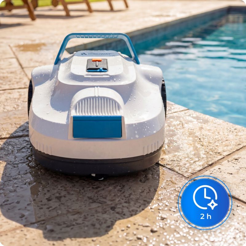 Bezprzewodowy robot do czyszczenia basenu ROBOWAY automatyczny odkurzacz 60 m² IP68 2h pracy 1szt.