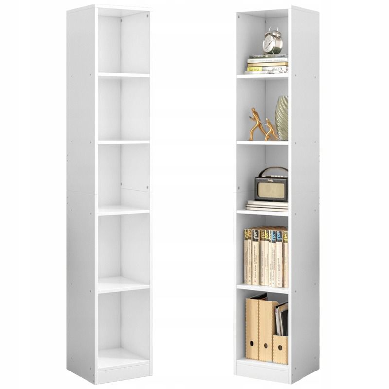 Biały regał Rebiko stojący na książki wysoki segregatory biuro salon loft 182 cm 1 szt.