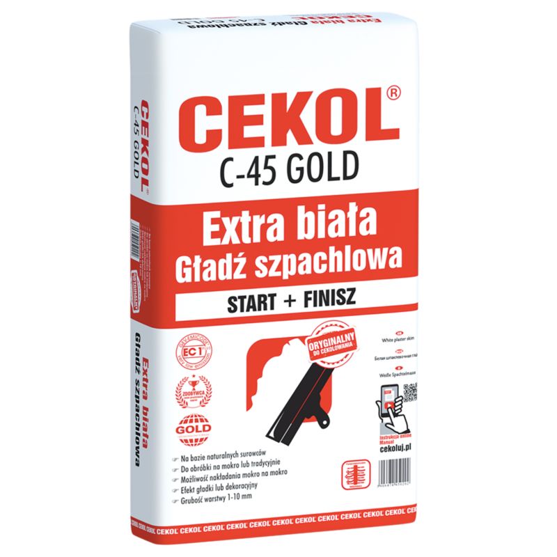 Biała gładź szpachlowa Cekol C-45 20 kg