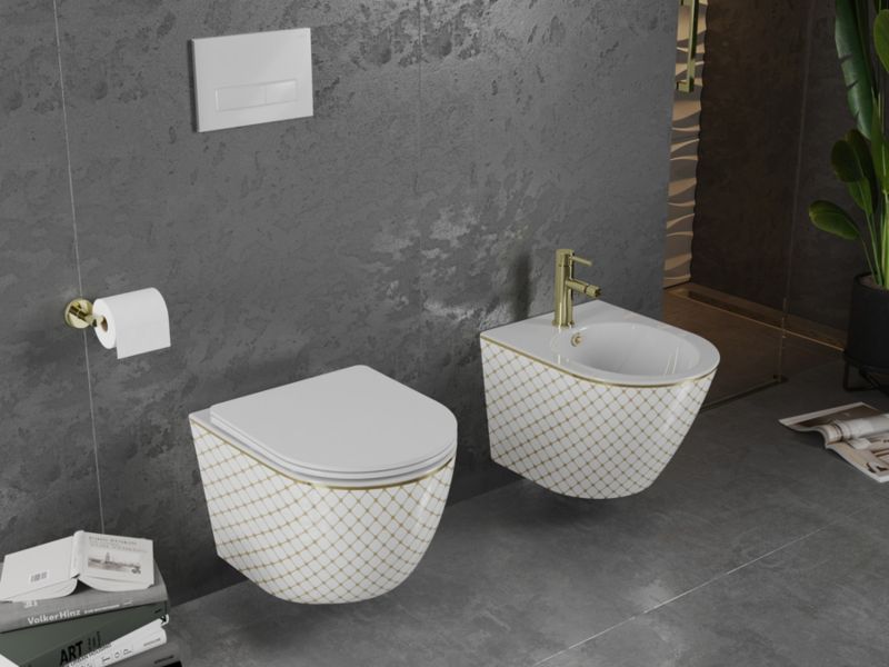 Bidet wiszący Mexen Lena biały/złoty 48 cm 1 szt.