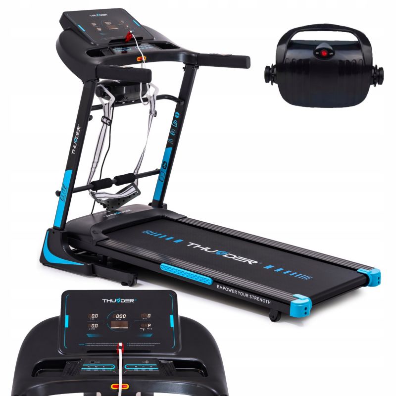 Bieżnia elektryczna THUNDER ELITE-DS-BLACK 18 km/h masażer 160 kg Bluetooth 24 programy LED 10" 1szt.