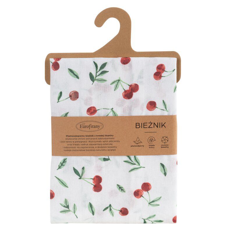 Bieżnik Eurofirany 40 x 140 cm biały czerwony 1 szt.