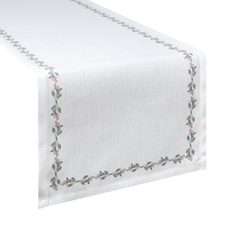 Bieżnik Eurofirany 40 x 140 cm biały zielony Lily 1 szt.