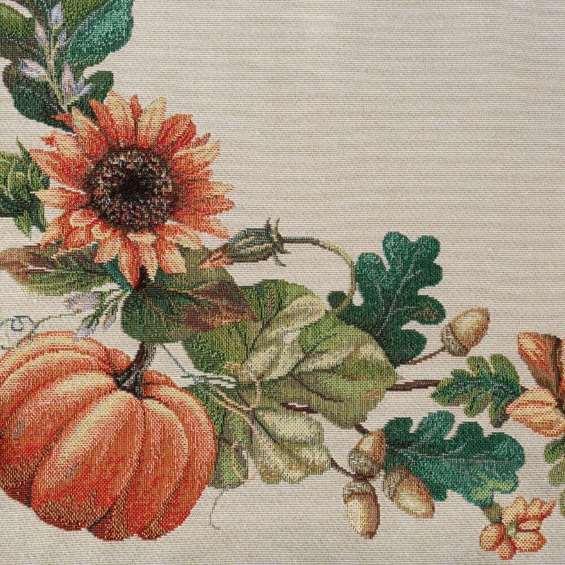 Bieżnik gobelinowy 1220/NAT Eurofirany 45 x 140 cm kramowo pomarańczowy zdobiony motywem słoneczników i dyń 1 szt.