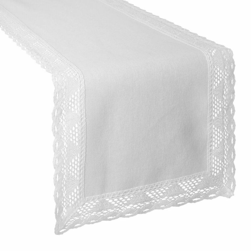 Bieżnik NATALY Eurofirany 40 x 140 cm biały zdobiony koronką 1szt.