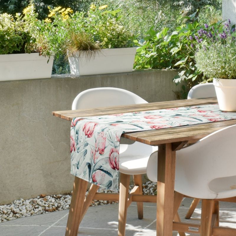 Bieżnik ogrodowy GARDEN/32C Eurofirany 40 x 180 cm na taras oraz balkon z wodoodpornej tkaniny, z motywem kwiatów szt. 1