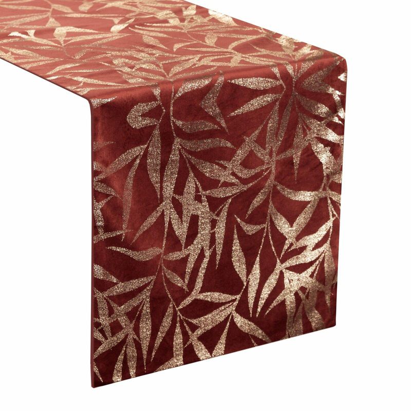 Bieżnik velvetowy BLINK 15 Eurofirany 35 x 220 cm ceglasty welwetowy z delikatnymi gałązkami 1 szt.