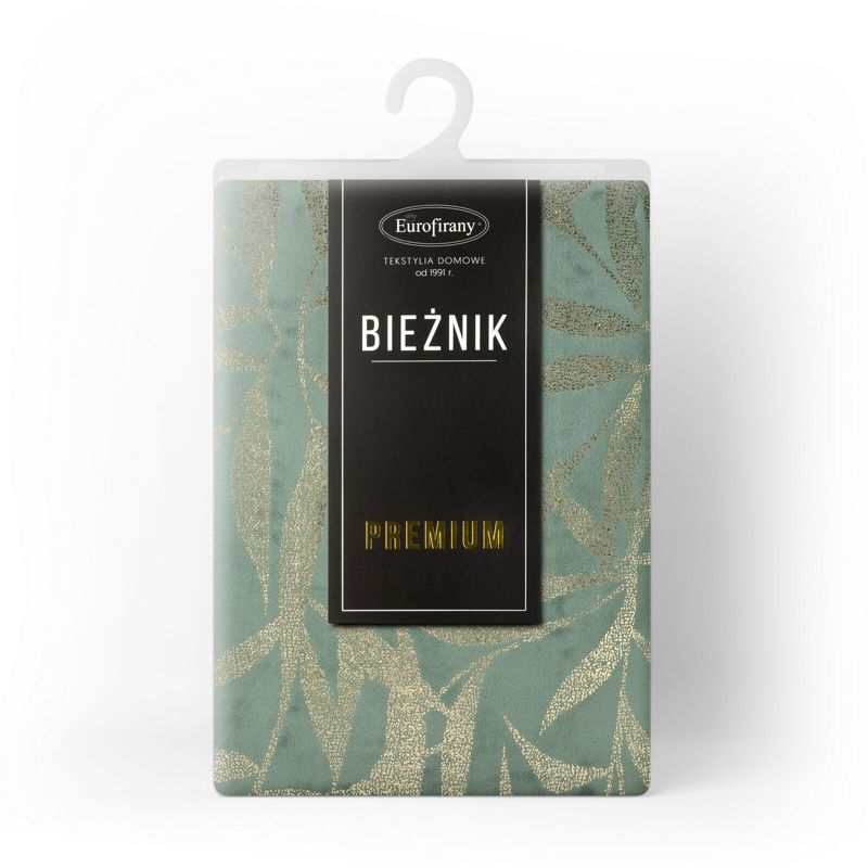 Bieżnik velvetowy BLINK 15 Eurofirany 35 x 220 cm ciemnomiętowy welwetowy z delikatnymi gałązkami 1 szt.