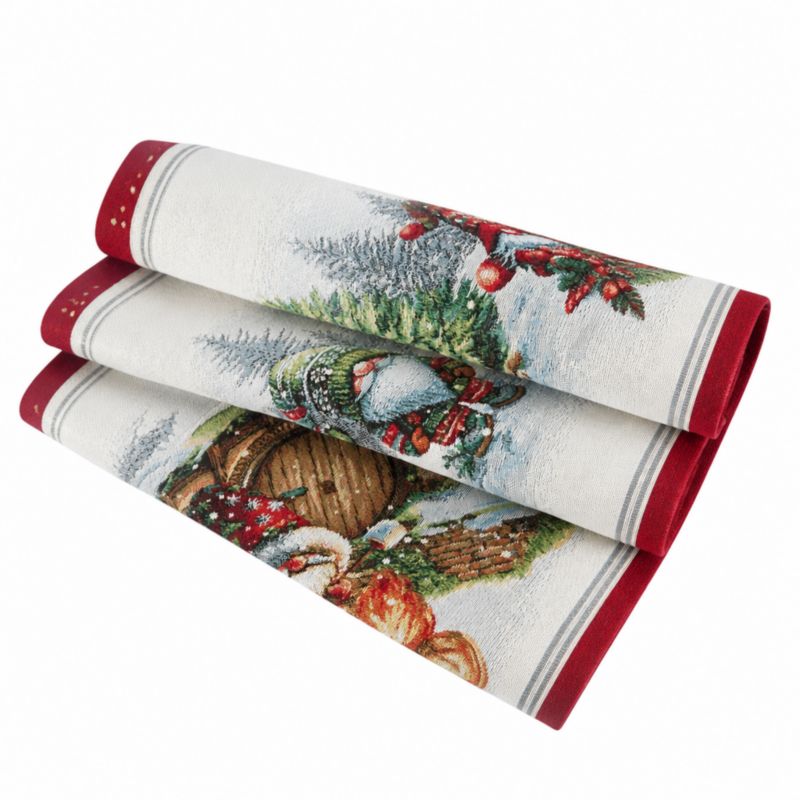 Bieżnik świąteczny Eurofirany 40 x 100 cm biały czerwony 1 szt.