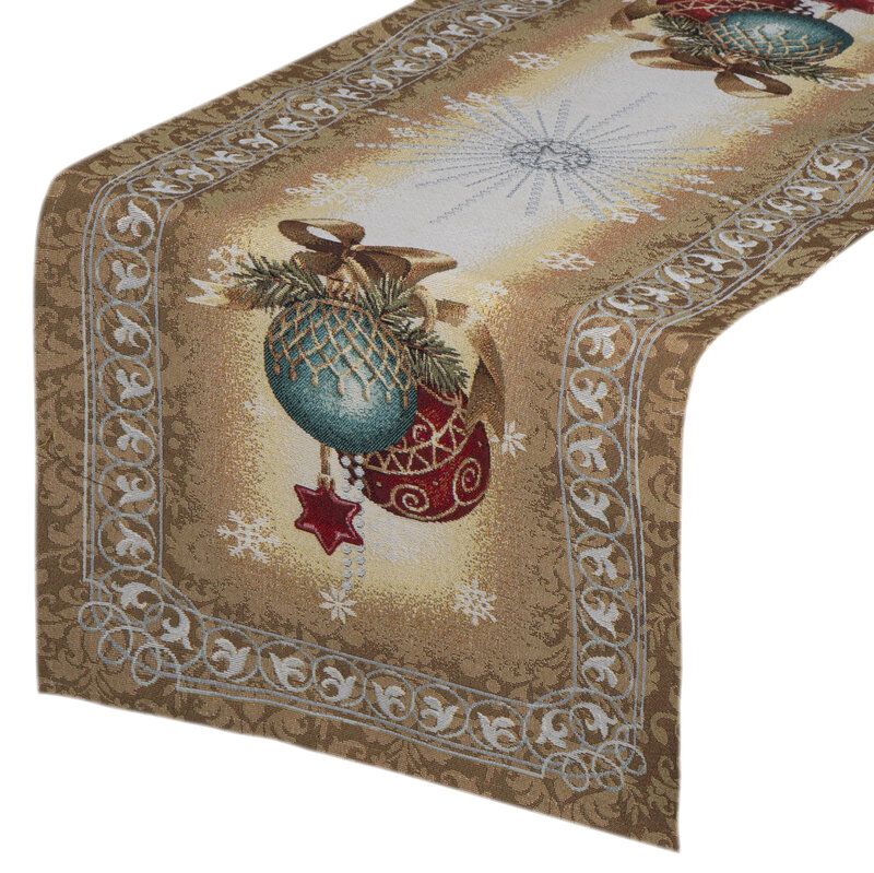 Bieżnik świąteczny Eurofirany 45 x 140 cm złoty biały 1 szt.
