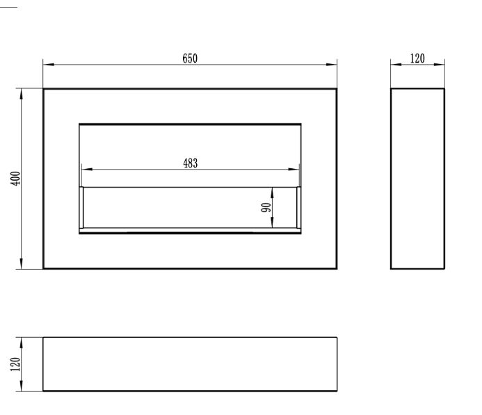 BIOKOMINEK  BiokominkiGMT  BOX 650X400 czarny z szybą 1 szt.