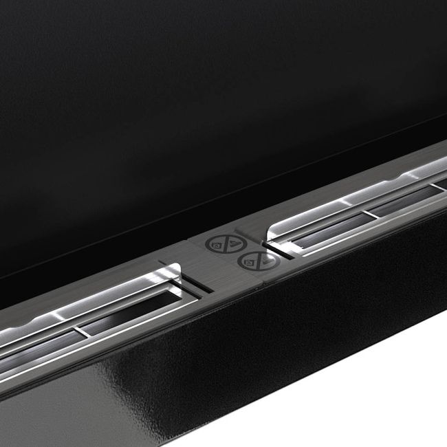 Biokominek wiszący z szybą 1200 x 400 mm czarny połysk
